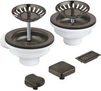 Сливной гарнитур кухонной мойки Grohe с 2 чашами, темный графит, матовый 40998AL0