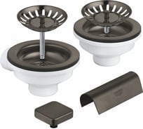 Сливной гарнитур кухонной мойки Grohe с 2 чашами, темный графит, матовый 40999AL0