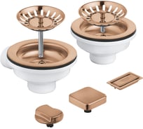 Сливной гарнитур кухонной мойки Grohe с 2 чашами, теплый закат, матовый 40998DL0