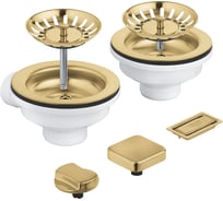 Сливной гарнитур кухонной мойки Grohe с 2 чашами, холодный рассвет, матовый 40998GN0