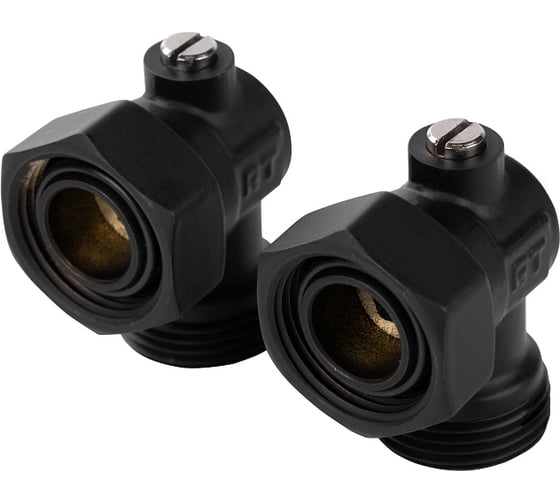Набор нижнего подключения Royal Thermo Design угловой раздельный 3/4х3/4ЕК (черный) НС-1788199