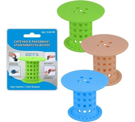 Ситечко МУЛЬТИДОМ улавливатель волос D 5,7 см VL34-98