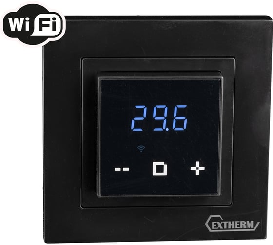 Программируемый термостат по Wi-Fi EXTHERM с сенсорными кнопками и датчиком температуры пола, расписанием на неделю, совместим с рамками с внутренним размером 56 * 56 мм Schneider Unica, Exxact и Legrand Valena, черный, ET-44(b)