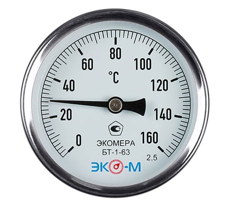 Биметаллический термометр ЭКО-М ЭКОМЕРА БТ-1-63, 0-160C, L=60 БТ-1-63-160С-L60