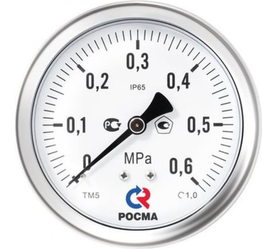 РОСМА Манометр коррозионностойкий 100 мм, Тип - ТМ-521ТЭ 0-0,6MPa 00000012659