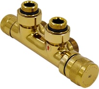 Узел подключения термостат. Primoclima Armature Lunar угл правый 1/2х3/4Е, Золото PCART890AG