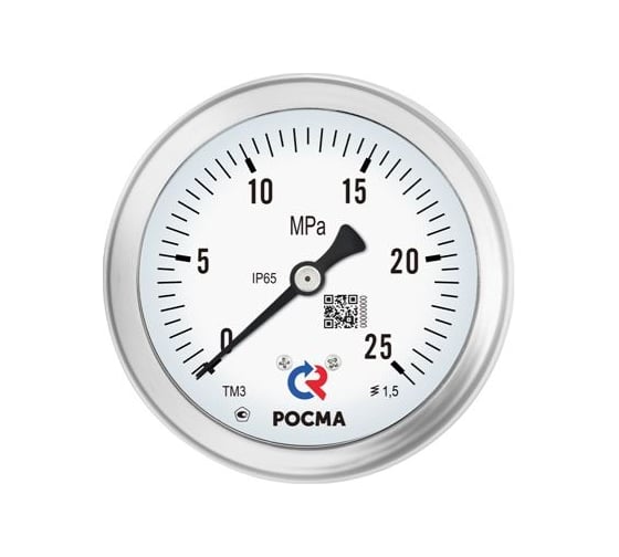 Манометр виброустойчивый РОСМА 100мм, Тип - ТМ-520Р. Диапазон 0-2,5MPa 00000007830