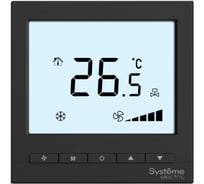 Термостат комнатный цифровой Systeme Electric О/Н/В/А для 4тр 3ск FCU и 2-поз.клап, 1UI 5DO Modbus ⏦230В BS чер RTF4IMLB