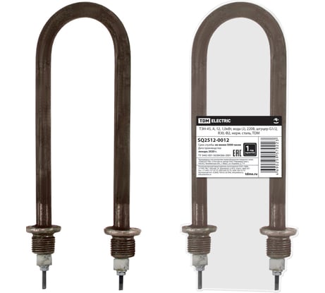ТЭН-45 TDM ELECTRIC 12, 1,0кВт, вода J, 220В, штуцер G1/2, R30, Ф2, нержавеющая сталь SQ2512-0012