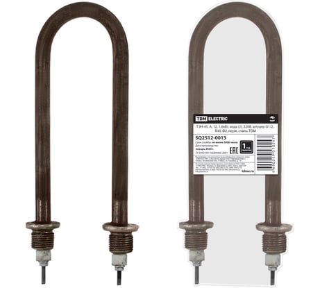 ТЭН-45 TDM ELECTRIC 12, 1,6кВт, вода J, 220В, штуцер G1/2, R30, Ф2, нержавеющая сталь SQ2512-0013