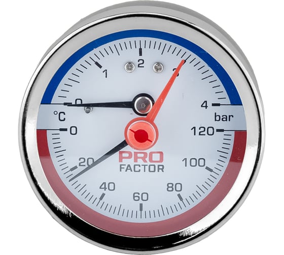 Термоманометр PROFACTOR аксиальный, 53 мм, 1/4, 4 bar, 0-120°C PF SG 871-4