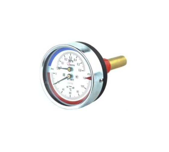 Термоманометр Физтех МПТ 0…120C/0…0,16 МПа кт.2,5 d.80 IP40 G1/2 ОШ L100 4687205630681