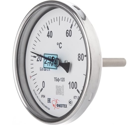 Термометр биметаллический Физтех ТБф-221 0…60C кт.1,5 d.100 IP65 ОШ*6 G1/2 L160 4687207988995