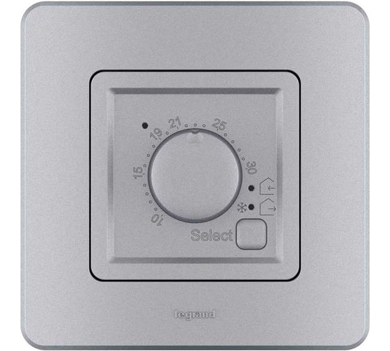 Терморегулятор для тёплого пола Legrand Inspiria с внешним датчиком в комплекте 16А 230В алюминий 673812