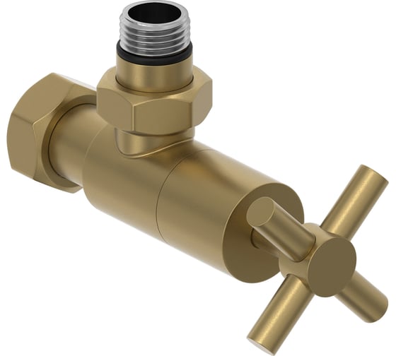 Вентиль Сунержа угловой крест (G 1/2" НР х G 3/4" НГ) Золотой шёлк32-1408-1234 1