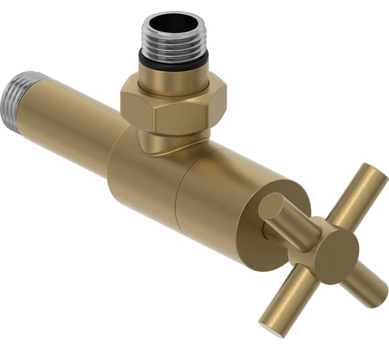 Вентиль Сунержа угловой крест (G 1/2" НР х G 1/2" НР) Золотой шёлк32-1408-1212