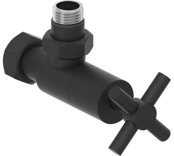 Вентиль Сунержа угловой крест (G 1/2" НР х G 3/4" НГ) Тёмный титан муар15-1408-1234