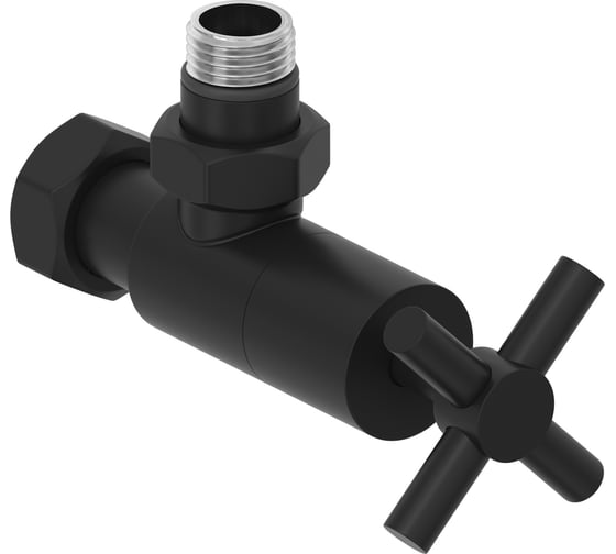 Вентиль Сунержа угловой крест (G 1/2" НР х G 3/4" НГ) Матовый чёрный31-1408-1234 1