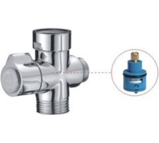Дивертор для смесителя OUTE картриджный, 1 вход - 3/4", 2 выхода - 1/2" и 3/4", корпус силумин TP20-2