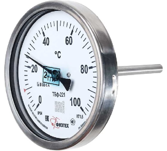 Термометр биметаллический Физтех ТБф-221 0…150 °C, кт. 1.0, d 100, IP65, ОШ*8, M20x1.5, L150 4687207691994