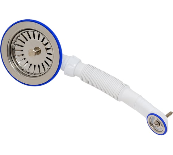 Перелив для мойки Unicorn 3 1/2" 112 мм с нерж. сеткой круглыйвинт, шток, ручка-латунь E156 1