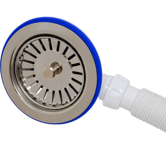 Перелив для мойки Unicorn 3 1/2" 112 мм с нерж. сеткой круглыйвинт, шток, ручка-латунь E156