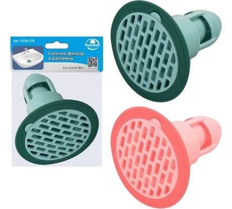 Ситечко-фильтр в раковину МУЛЬТИДОМ NEW 2 цвета VL34-179