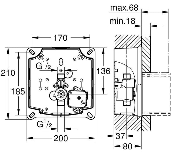 Монтажный короб GROHE Rapido U 37338000