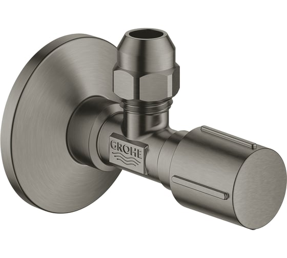 Угловой вентиль GROHE с металлической розеткой, 1/2"х3/8", 1 шт, цвет графит матовый 22037AL0 1
