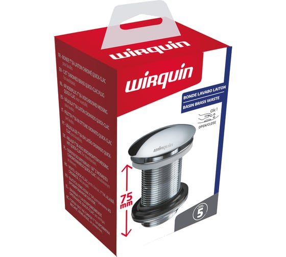 Выпуск Wirquin Клик-Клак L75 мм без перелива, латунь 30723104