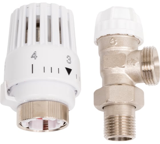 Кран вентильный для радиатора AV Engineering 1/2x3/4 угловой с термоголовой AVE298512