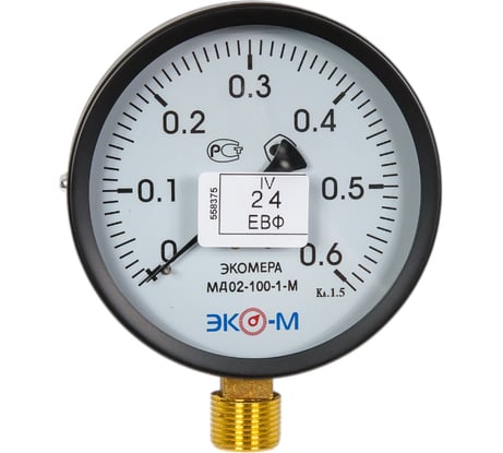 Манометр ЭКО-М Экомера МД02-100 мм 0..0,6МПа М20x1,5 (Эконом) МД02-100-М-0,6МПа-ЭИ