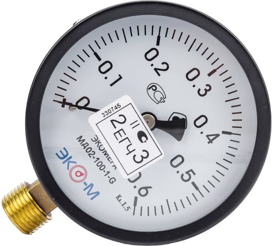 Манометр ЭКО-М Экомера МД02-100 мм 0..0,6МПа G1/2 (Эконом) МД02-100-G-0,6МПа-ЭИ 1