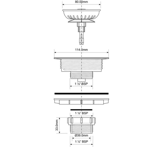 Выпуск для сифона McAlpine ф40-113 мм, тип кнопка, металлический MRSKW7CB