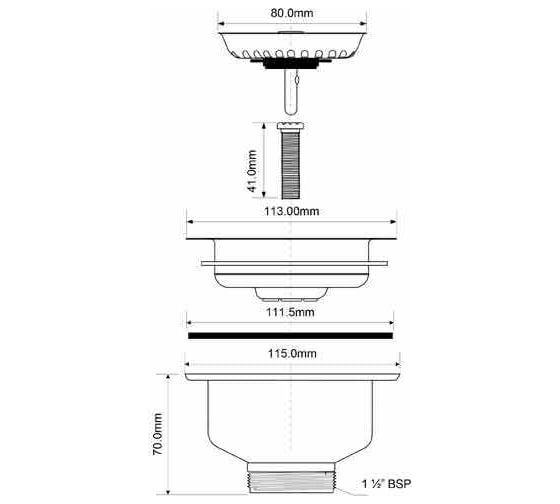 Выпуск для сифона McAlpine ф40-113 мм, цвет античная бронза, h=70 мм MRSKW7-AB