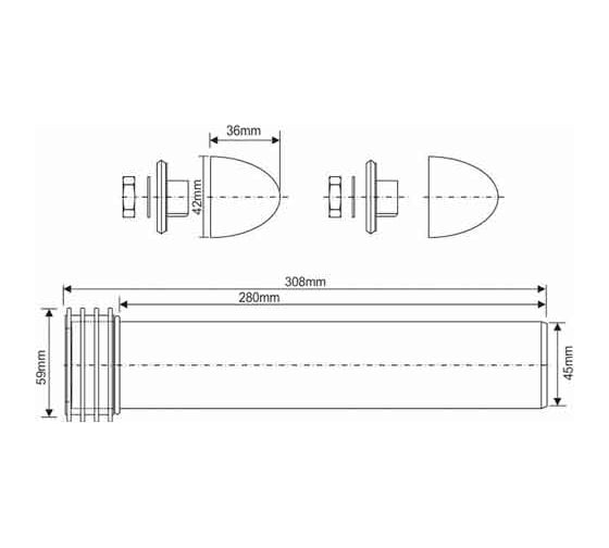Соединительный патрубок McAlpin d45-308 мм пластик (для инсталляций) FP45R