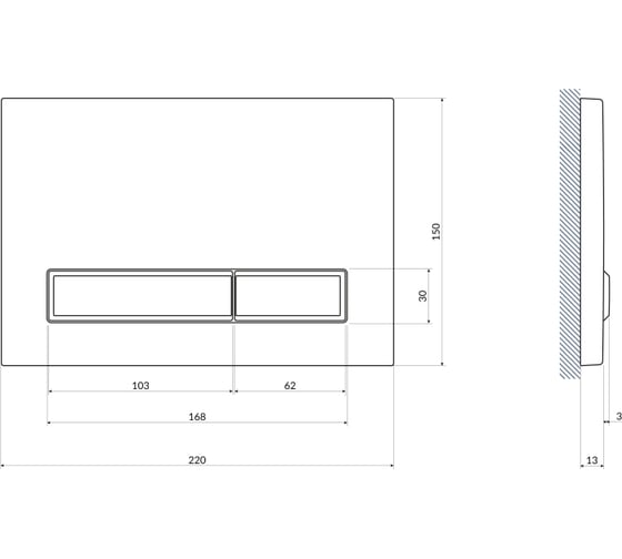 Кнопка Cersanit BLICK для LINK PRO/VECTOR/LINK/HI-TEC пластик, хром, глянцевый 64114