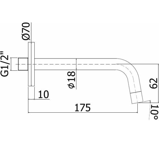 Излив из стены Paffoni 175 мм, белый ZBOC045BO 00270119