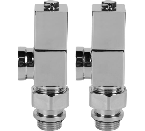 Набор дизайн-вентилей ROYAL THERMO CUBE осевой, хром, 1/2" НС-1193193