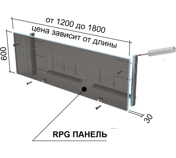 Экран для ванны Ruspanel RPG 1800x600x30 мм RPG15BASC30/1800/600