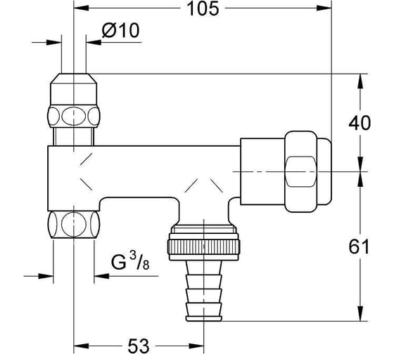 Вентиль GROHE Eggemann WAS Eckfix 3/8" 41030000