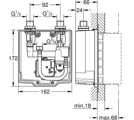 Скрытый монтажный ящик Grohe Eurosmart Cosmopolitan E 36336000