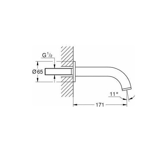 Настенный излив для ванны GROHE Atrio New 170 темный графит матовый 13139AL3