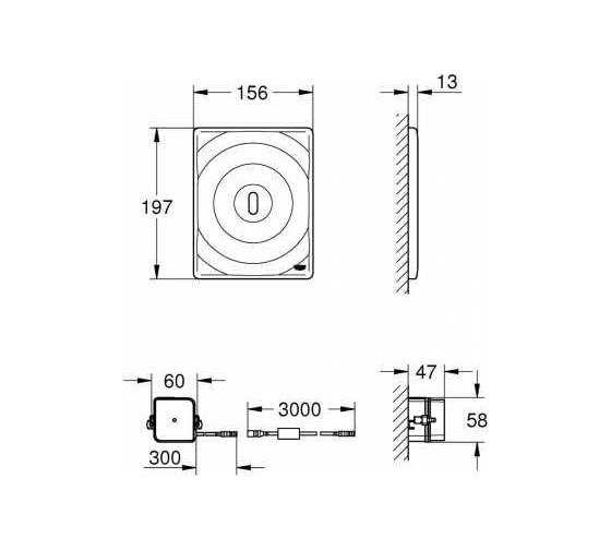 Инфракрасная накладная панель смыва GROHE Tectron Surf 230V, серво мотор 38699001