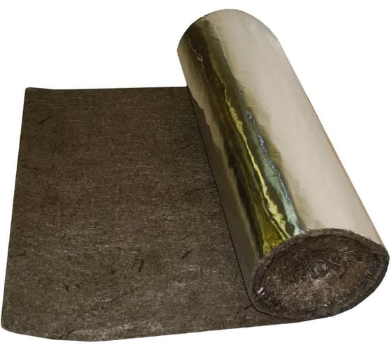 Базальтовый мат с фольгой BASFIBER 10000x1200x6 мм, 12 м2, огнеупорный, 700С БИМ 6Ф-рулон