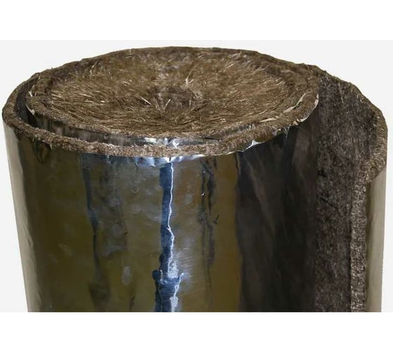 Базальтовый мат с фольгой BASFIBER 10000x1200x10 мм, 12 м2, огнеупорный, 700 C БИМ 10 Ф-рулон