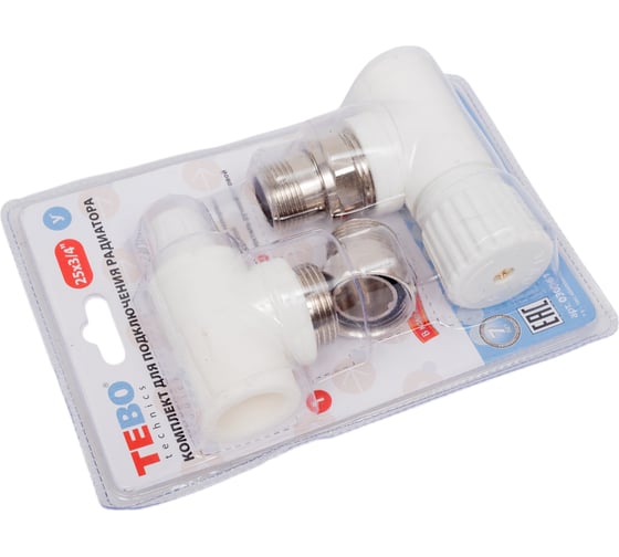 Комплект TEBO C-TB №12 3/4 (клапан запорный угловой 25x3/4, вентиль угловой 25x3/4) 030061152