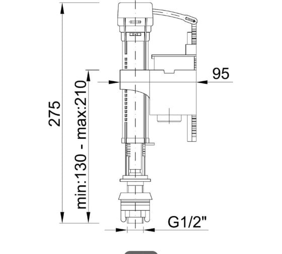 Впускной механизм для бачка туалета с нижней подводкой 1/2 STYRON STY-706-M