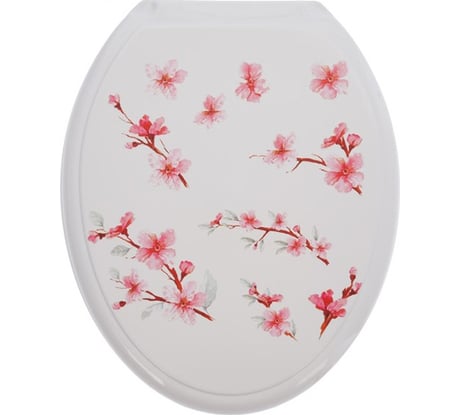 Сиденье для унитаза Росспласт "Универсал Декор" Сакура белая 537762