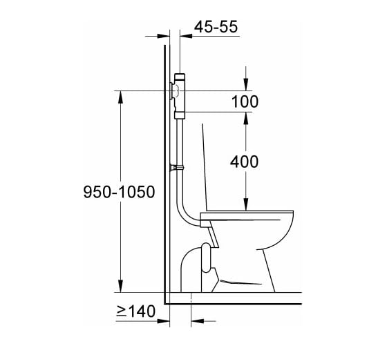 Смывное устройство под давлением для унитаза Grohe Rondo 37349000